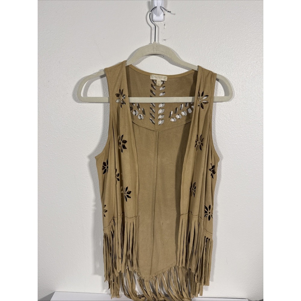 Love, Fire Women Faux Suede Vest Sm/med With Fringe‎ X1